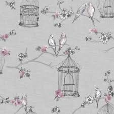 Maybe you would like to learn more about one of these? Birds Wallpaper Birdcage Flowers Floral Love Hearts Grey Pink Lavender Arthouse Eur 12 87 Picclick Fr