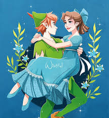 Never Grow Up Peter Pan And Wendy Peterpan Wendy Hook Disney Painting Nevergrowup Wendy In 2020 Disney Fan Art Walt Disney Pixar Disney Movie Characters