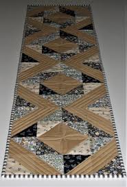 Scrappy Quilted Table Runner Primitive Floral Table Topper Tan Beige Grey Black Neutral Decor Table Mat 12 5 X48 In 2020 Quilted Table Runners Patterns Patchwork Table Runner Quilted Table Runner