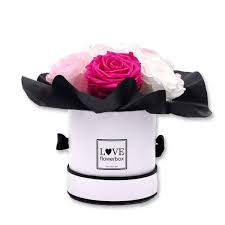 Our carefully created small attentions bouquets include the freshest blooms and are ideal for any occasion or no occasion at all, so order your arrangement just because it's today. Rosenbox Infinity Weiss Rosa Pink Flowerbox Blumenbox S Bouquet White