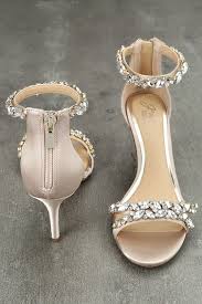 Caroline Champagne Satin Heels Wedding Shoes Heels Bridal Shoes Low Heel Rhinestone Heels
