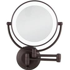 Frameless led lighted rectangular wall mounted nickel makeup mirror five times. Bronze Makeup Mirrors Bathroom Mirrors The Home Depot