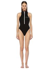 Off White Siyah Kadin Siyah Dik Yaka Fermuarli Logo Detayli Mayo 629368 Beymen Mayolar Kadin Mayolari Kadin