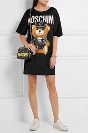 Black Oversized Printed Jersey T Shirt Dress Moschino Shirt Dress T Shirt Dress Dresses