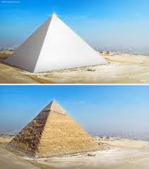 I can even believe people. What The Great Pyramid Of Giza Would Ve Looked Like When First Built It Was Gleaming Reflective White Open Culture