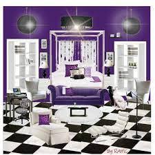 The Purple Black And White Room Created By Ramc Tween Room Black White Rooms Black And White Interior