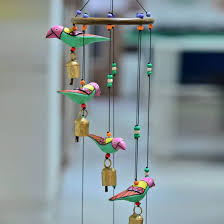 Exclusivelane Wooden Handpainted Handmade Decorative Hanging With Birds Door Hanging Wind Chimes Home Decoratio Wind Chimes Handmade Decorative Items Decor