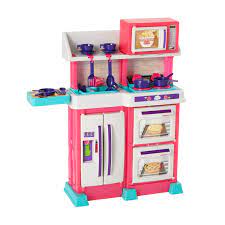 The play kitchen sets that billy and susie (well, max and stella) have to choose from are nicer, plusher, and more decked out than anything your pottery barn kids pink retro kitchen collection. Spark Create Imagine Play Kitchen With 18 Piece Accessory Play Set Pink Walmart Com Walmart Com