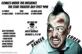 SMUT Presents: Comics Under The Influence! Jackass Edition!: Thursday, July  31, 2014