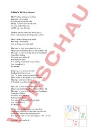 Arbeitsblatt Rolling In The Deep Liedtext Musik Singen Lieder