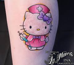 Check out our hello kitty tattoo selection for the very best in unique or custom, handmade pieces from our tattooing shops. Hello Kitty Nurse Tattoo By Milla Sipola La Muerte Ink Nurse Tattoo Hello Kitty Tattoos Hello Kitty Wallpaper