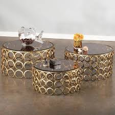 3 Piece Saturn Display Table Set In Gold 831 95 Dining Table In Kitchen Gold Coffee Table Glamour Decor
