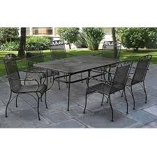 Patio Metal Dining Set 7pc Iron Table 6 Chairs Outdoor Garden Furniture Black Mainstays Wrought Iron Patio Set Iron Patio Furniture Patio Furniture Makeover