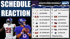 Find nfl team schedules week by week for the 2020 season. Ny Giants Schedule Reaction 2020 Youtube