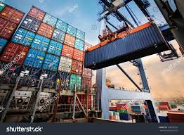 Container Loading In A Cargo Freight Ship With Industrial Crane Container Ship In Import And Export Business Logist World Trade Export Business Cargo Shipping