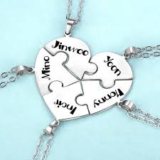 Five piece pentagon flat puzzle infographic presentation. Personalized Puzzle Up To 7 Pieces Necklace