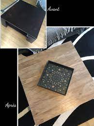 table basse relookee avec lames de bois recouvrir une table facilement avec des lames pvc adhesives a 8 39 deco fait maison lame pvc adhesive deco mur salon