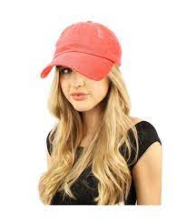 Distressed Stone Wash Denim Summer Cotton Baseball Cap Hat Adjustable Coral Cm184y7mx4s Denim Wash Summer Cotton Dad Hats