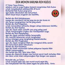 Jangan takut, hai maria, sebab engkau beroleh kasih karunia di hadapan allah. Mohon Tujuh Karunia Roh Kudus Dengan