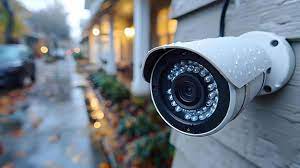 Closeup of modern white CCTV camera on home exterior wall for security  Concept Home Security Surveillance Technology Closeup Shots Modern Exterior  Protection and Safety | Premium AI-generated image