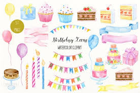 Birthday Cake With Balloons Clipart Birthday Icon Clip Art With Watercolor Birthday Cakes Etsy Birthday Icon Watercolor Birthday Birthday Illustration