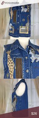 Dress Barn Denim Animal Embroidered Vest Dress Barn Denim Animal Embroidered Vest Great Condition Size M Bust Measured Flat Armpi Dress Barn Dresses Denim