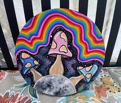 Rainbow Moon Mushroom Canvas Painting In 2021 Vinyl Art Paint Hippie Painting Diy Art Painting Mushrooms are yummy by lyndseyevelyn on deviantart in 2020 | hippie painting, trippy painting, psychedelic drawings. rainbow moon mushroom canvas painting