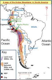 Andes mountains on world map. Andes Mountains Case Study