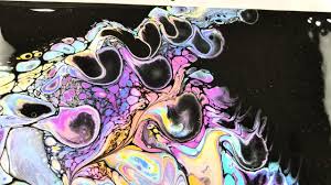 Flip Cup Method With Bright Colors On Black Background Pouring Painting Acrylic Pouring Art Acrylic Pouring