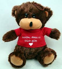 Plusch Bar Dunkelbraun Mit Rotem T Shirt Spruche Schon Dass Es Dich Gibt Ebay