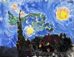 Tekenen En Zo Sterrennacht In De Stijl Van Vincent Van Gogh Sterrennacht Stijl Van Beroemdheden Van Gogh Kunst