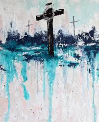 Christian Art Cross At Calvary Large Painting Abstract Art Etsy Christian Art Painting Abstract Art Painting Modern Christian Art