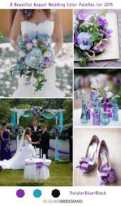 Black And Blue Wedding Colors 8 Beautiful August Wedding Color Palettes For 2019 August Wedding Colors Wedding Colors Purple Purple Wedding Decorations