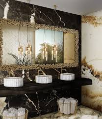 Richly veined, coloured marble can be used. Room By Room Remarkable Marble Bathroom With Symphony Vessel Sink And Waterfall Pendant Lamp Elegant And Modern Bathroom Furniture By Maison Valentina