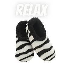 Slumbies Zebra Print Best Slippers Animal Fur Zebra Print