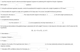 Solved 14 Points Birth Weight And Gestational Age The Chegg Com
