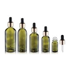 Cosmetic Packaging Painting Green Glass Essential Oil Dropper Bottles 5ml 10ml 15ml 30ml 50ml 100ml Silk Body Oil Packaging Dropper Bottles Green Glass Bottles
