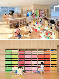 Colorful Branches Cover This New Kindergarten Building In Japan In 2020 Kindergarten Interior Daycare Design Kindergarten Design