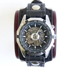 Black And Red Mens Watch Mens Gothic Watch Punk Gothic Leather Watch Gothic Skull Watch Black And Red Wristwatch Leather Watch Cuff Skull Watch Mens Watches Leather