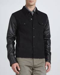 Rag Bone Denim Jacket With Leather Sleeves Black Lyst