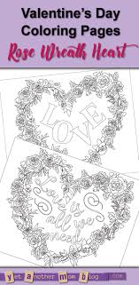 This coloring page could be called roses, because the circles within circles kind of look like roses along with the leaves in it. Valentine S Day Coloring Pages Heart Shaped Wreath Of Roses Pdf Download Valentines Day Coloring Valentines Day Coloring Page Flower Coloring Pages
