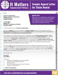 Insurance appeal letter, free format and information on writing insurance appeal letter. Sample Appeal Letter For Denied Claim Patient Advocate Foundation