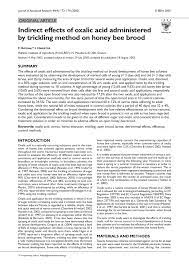 Pdf Indirect Effects Of Oxalic Acid Administered By Trickling Method On Honey Bee Brood