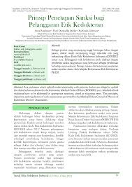 Kita boleh mengatasi masalah ini dengan menggunakan bebe bebera rapa pa stra. Pdf Prinsip Penetapan Sanksi Bagi Pelanggaran Etik Kedokteran