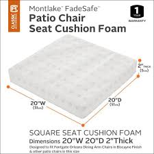 Currently, the best outdoor cushion is the comfort classics channeled chaise. Classic Accessories 20 In W X 20 In D X 2 In Thick Square Outdoor Seat Foam Cushion Insert 61 004 010904 Rt The Home Depot
