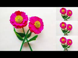 How To Make Sweet Zinnia Flower With Paper Diy Easy Craft Ideas Dear Visitors Ginger Flowers Is An Excellent Flow Easy Diy Crafts Easy Crafts Zinnia Flowers