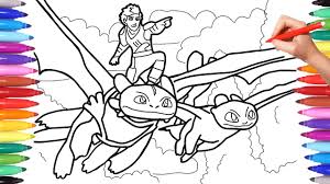 How To Train Your Dragon 3 Coloring Pages Coloring Hiccup And Toothless Scene Dragon Trainers Youtube