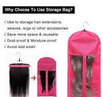 Hair Extension Storage Bag With Hanger Dust-proof Portable Suit With Zip  For Wigs And Hairpieces