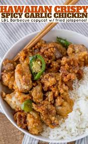 Crispy Hawaiian Garlic Chicken Made With A Crispy Light Coating And Soy Garlic Sauce Made A Bit Spicier With Fried Jalap Chicken Dinner Chicken Recipes Recipes