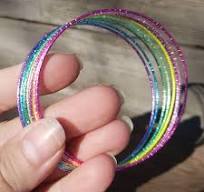 Rainbow Bangles: 8 Bracelet Set Steel Metal ROYGBIV Colored ...